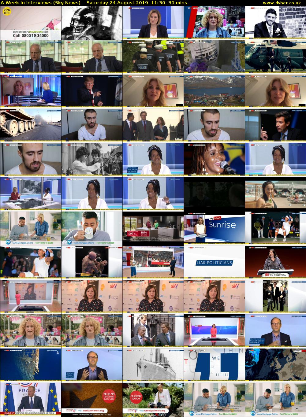 A Week In Interviews (Sky News) Saturday 24 August 2019 11:30 - 12:00