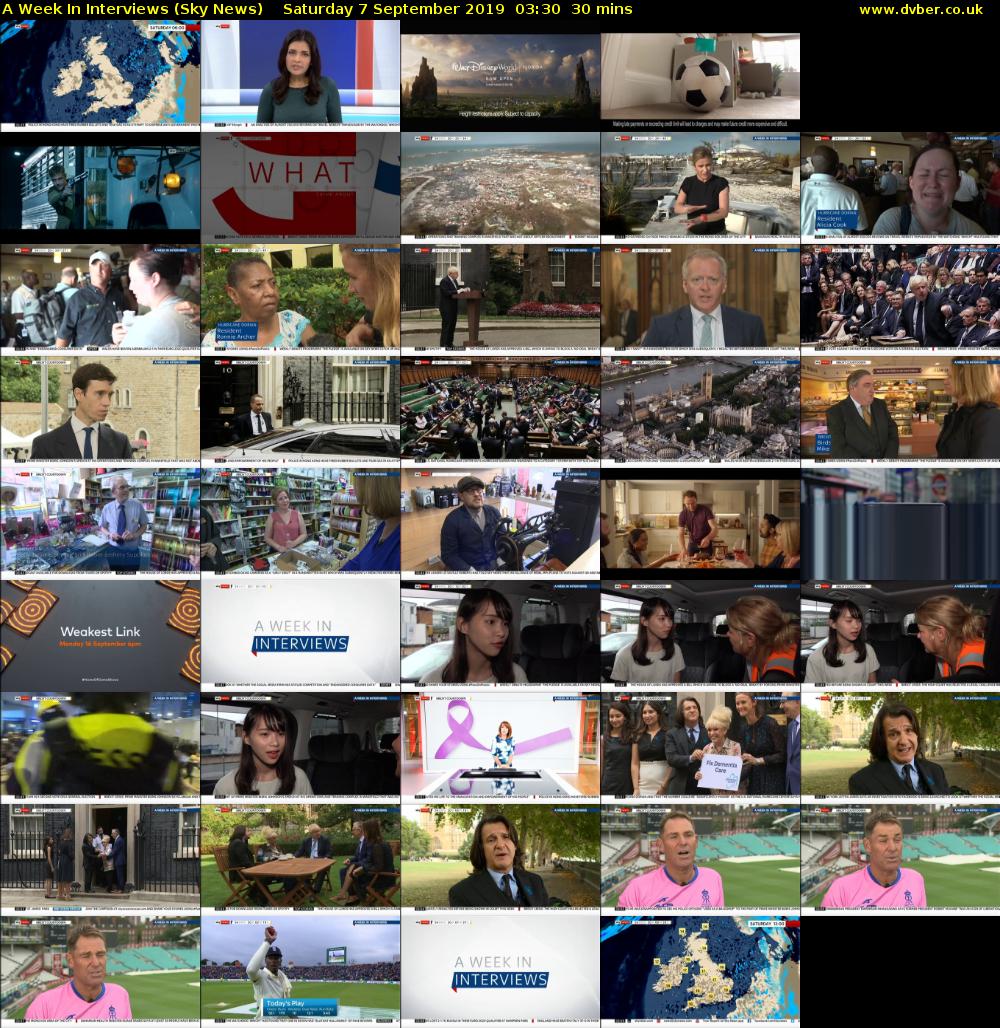 A Week In Interviews (Sky News) Saturday 7 September 2019 03:30 - 04:00