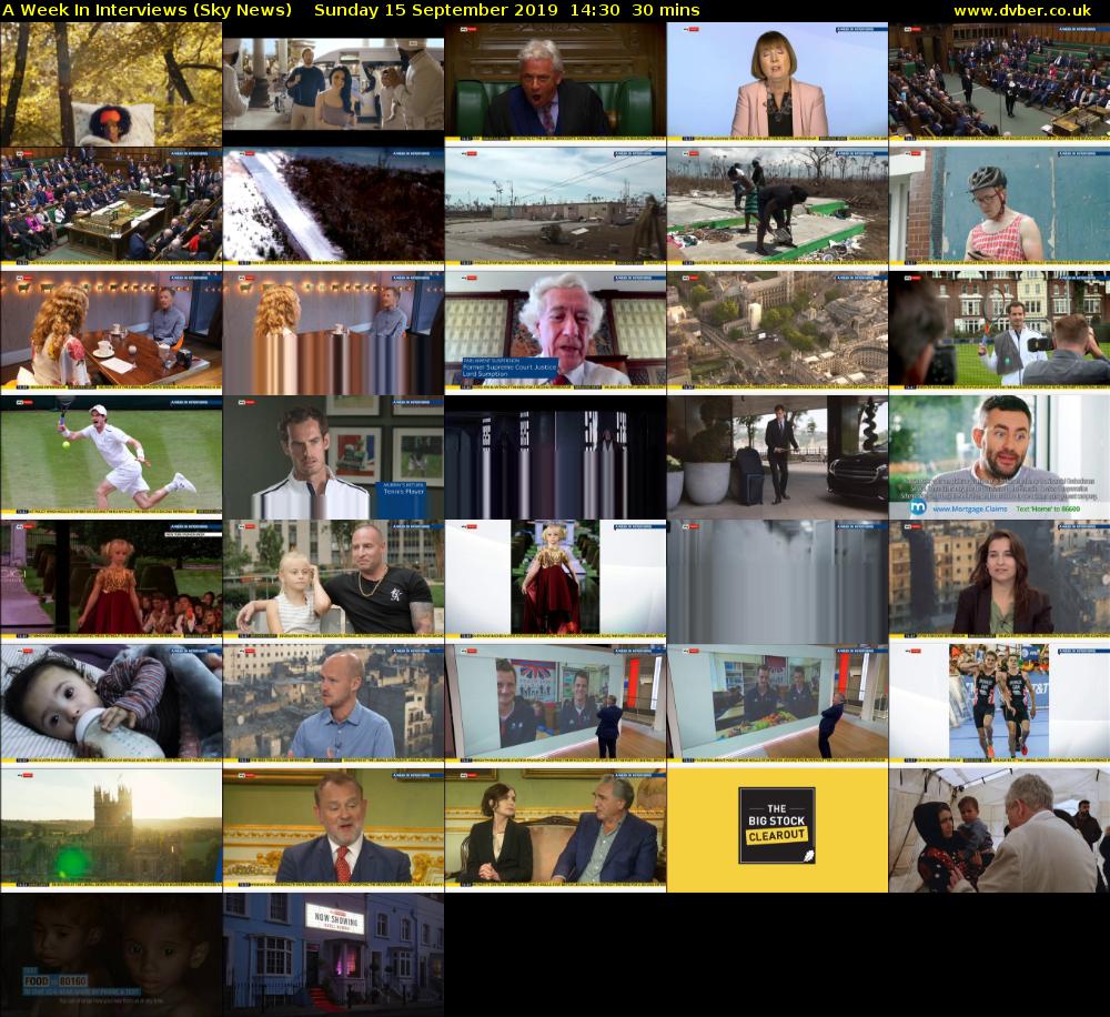 A Week In Interviews (Sky News) Sunday 15 September 2019 14:30 - 15:00