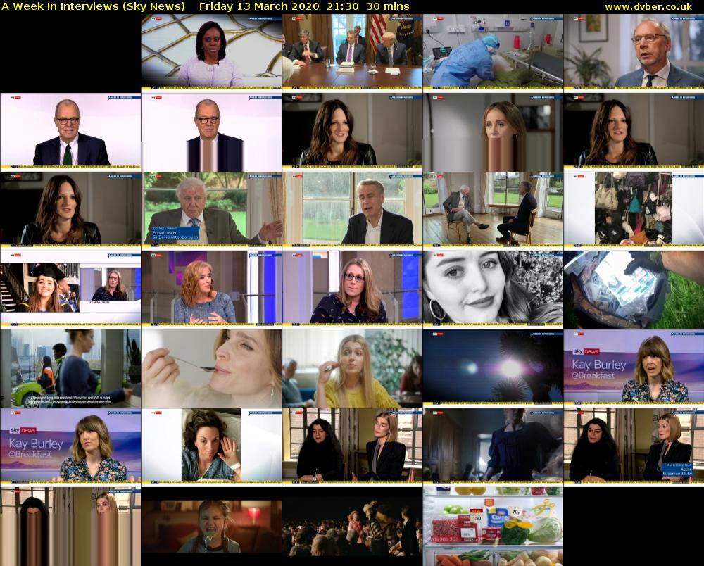 A Week In Interviews (Sky News) Friday 13 March 2020 21:30 - 22:00