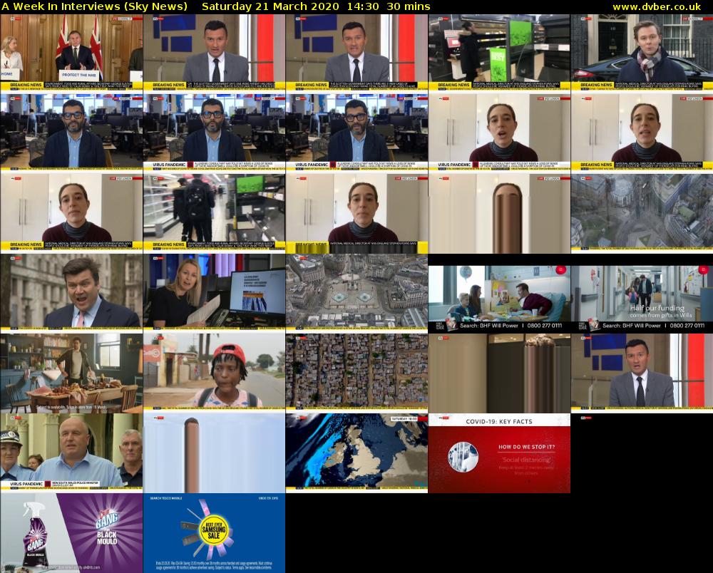 A Week In Interviews (Sky News) Saturday 21 March 2020 14:30 - 15:00