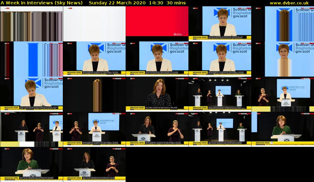 A Week In Interviews (Sky News) Sunday 22 March 2020 14:30 - 15:00