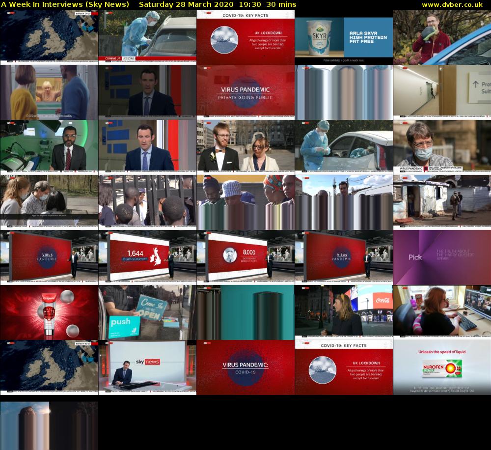 A Week In Interviews (Sky News) Saturday 28 March 2020 19:30 - 20:00