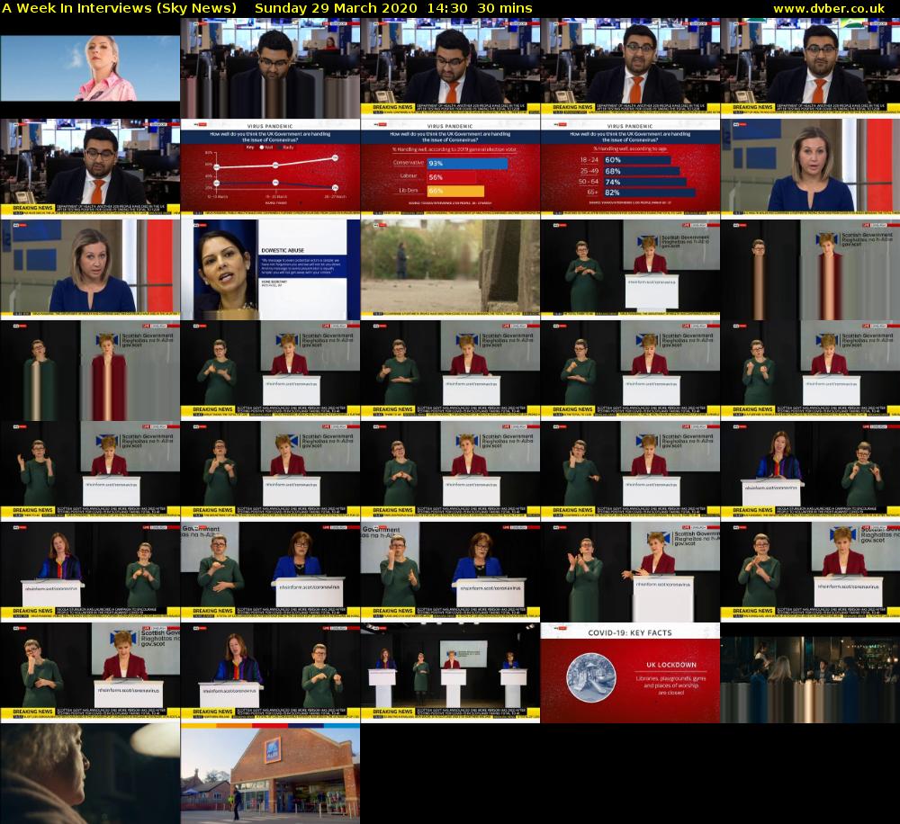 A Week In Interviews (Sky News) Sunday 29 March 2020 14:30 - 15:00