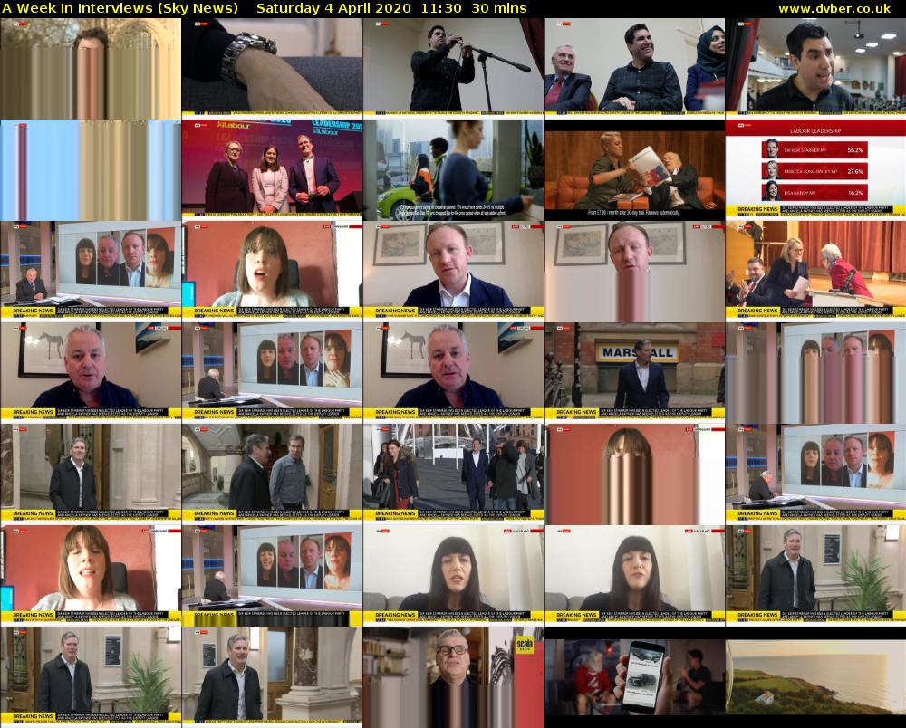 A Week In Interviews (Sky News) Saturday 4 April 2020 11:30 - 12:00