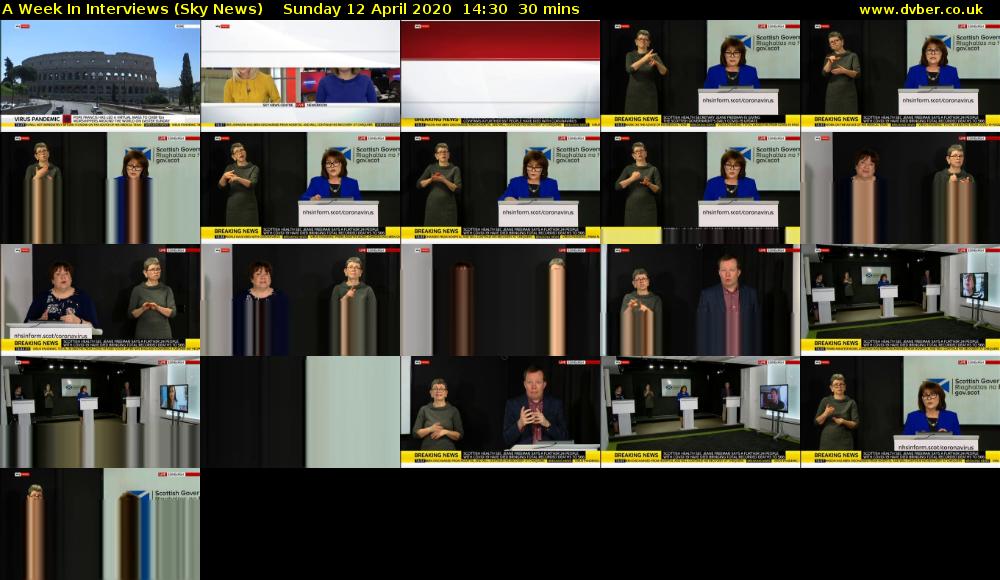 A Week In Interviews (Sky News) Sunday 12 April 2020 14:30 - 15:00