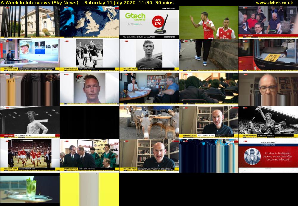 A Week In Interviews (Sky News) Saturday 11 July 2020 11:30 - 12:00