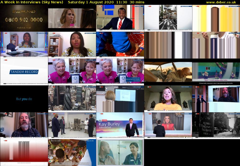 A Week In Interviews (Sky News) Saturday 1 August 2020 11:30 - 12:00