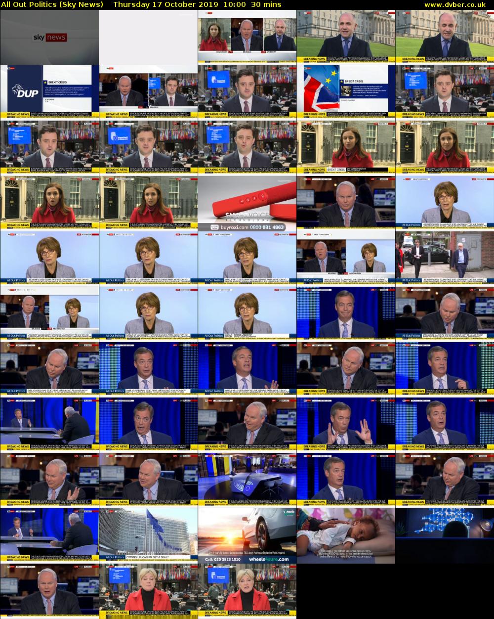 All Out Politics (Sky News) Thursday 17 October 2019 10:00 - 10:30