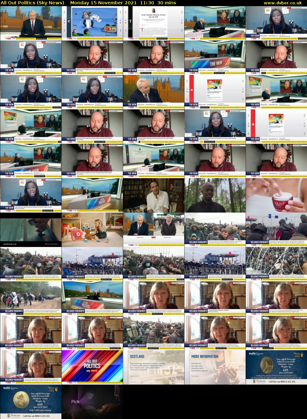 All Out Politics (Sky News) Monday 15 November 2021 11:30 - 12:00