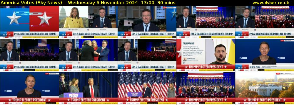 America Votes (Sky News) Wednesday 6 November 2024 13:00 - 13:30