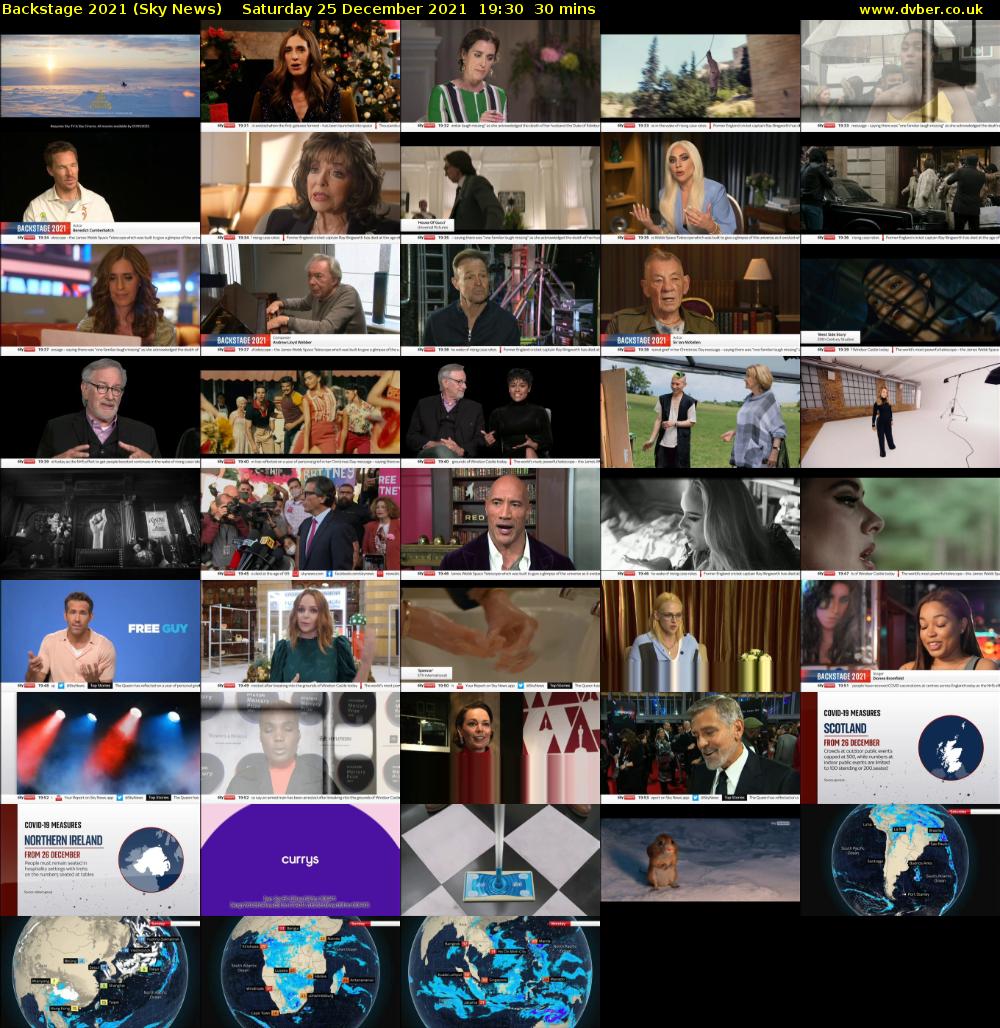 Backstage 2021 (Sky News) Saturday 25 December 2021 19:30 - 20:00
