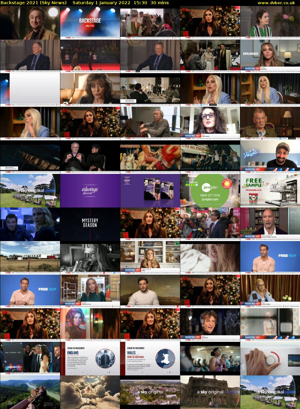 Backstage 2021 (Sky News) Saturday 1 January 2022 15:30 - 16:00