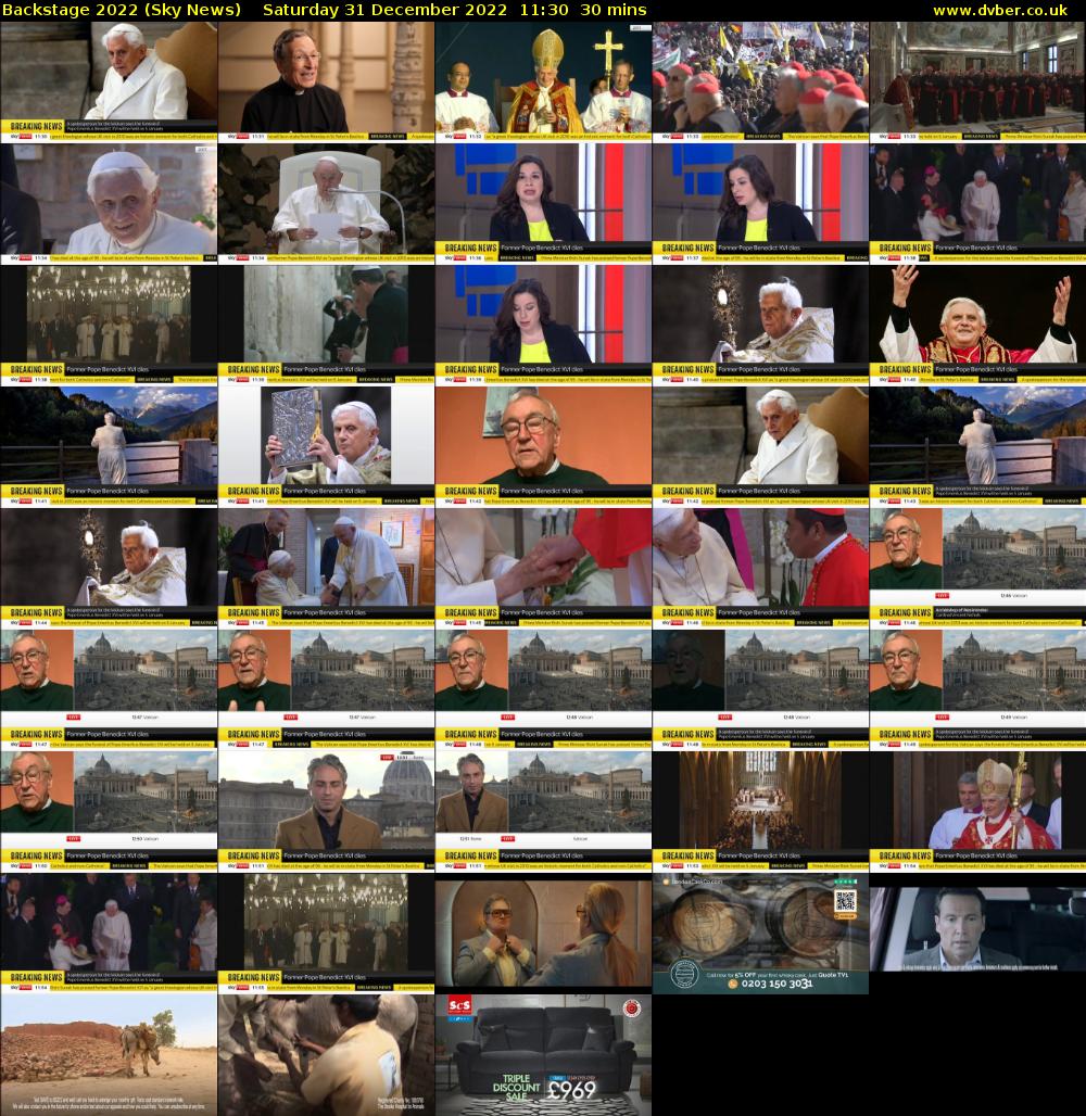 Backstage 2022 (Sky News) Saturday 31 December 2022 11:30 - 12:00