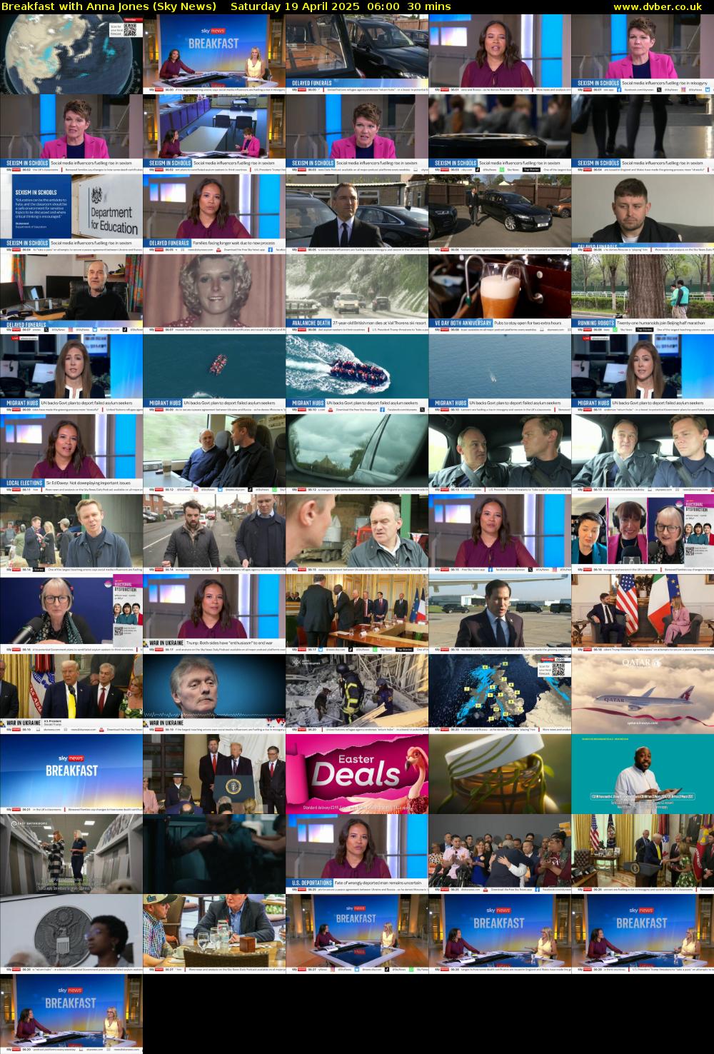 Breakfast With Anna Jones (Sky News) Saturday 19 April 2025 06:00 - 06:30