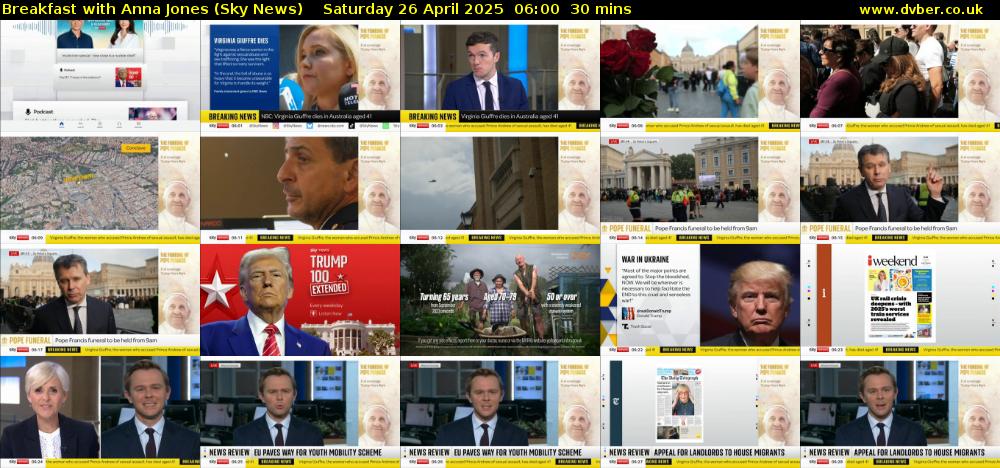 Breakfast With Anna Jones (Sky News) Saturday 26 April 2025 06:00 - 06:30