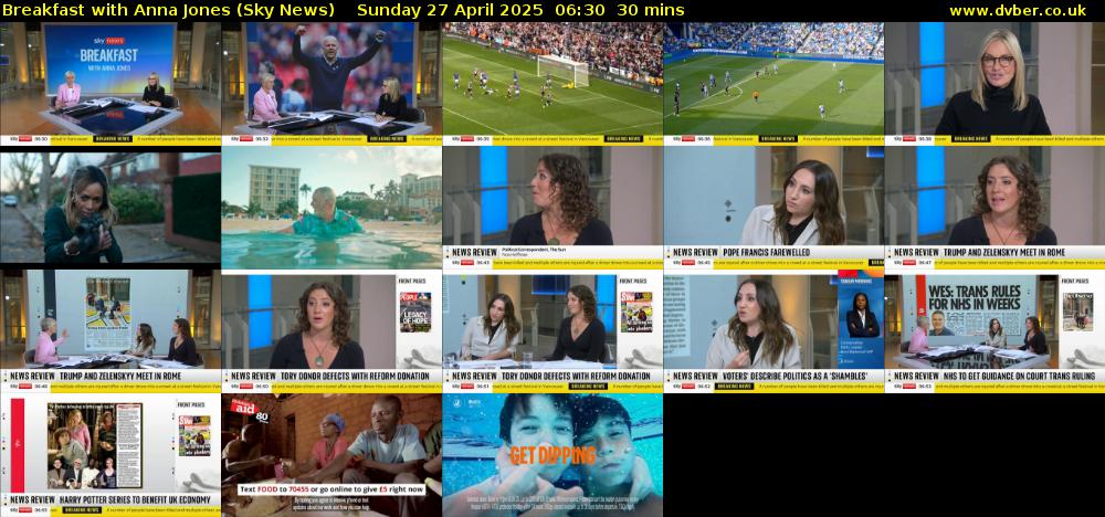Breakfast With Anna Jones (Sky News) Sunday 27 April 2025 06:30 - 07:00