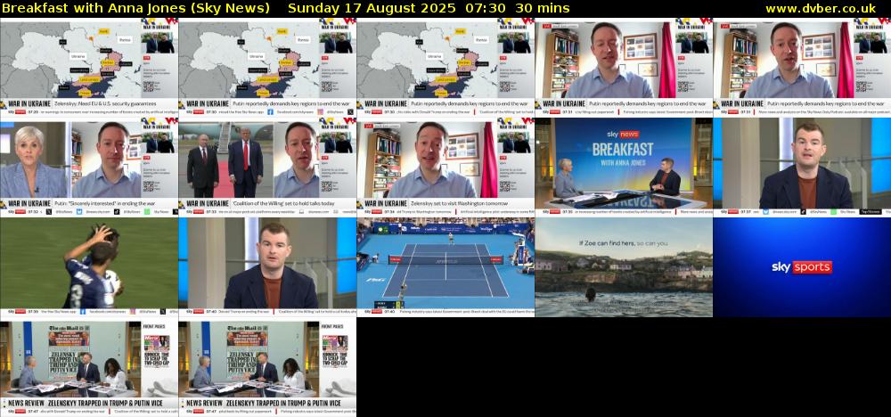 Breakfast With Anna Jones (Sky News) Sunday 17 August 2025 07:30 - 08:00