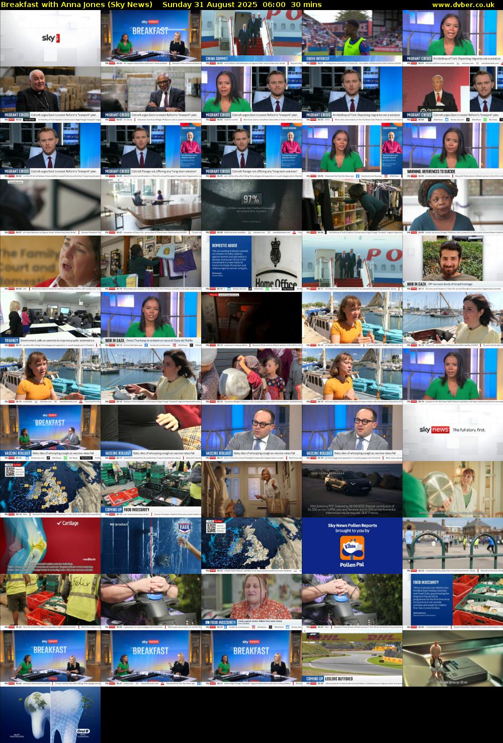 Breakfast With Anna Jones (Sky News) Sunday 31 August 2025 06:00 - 06:30