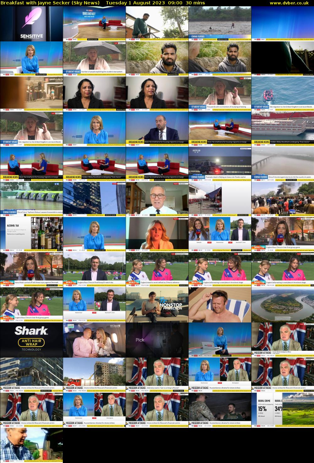 Breakfast with Jayne Secker (Sky News) Tuesday 1 August 2023 09:00 - 09:30