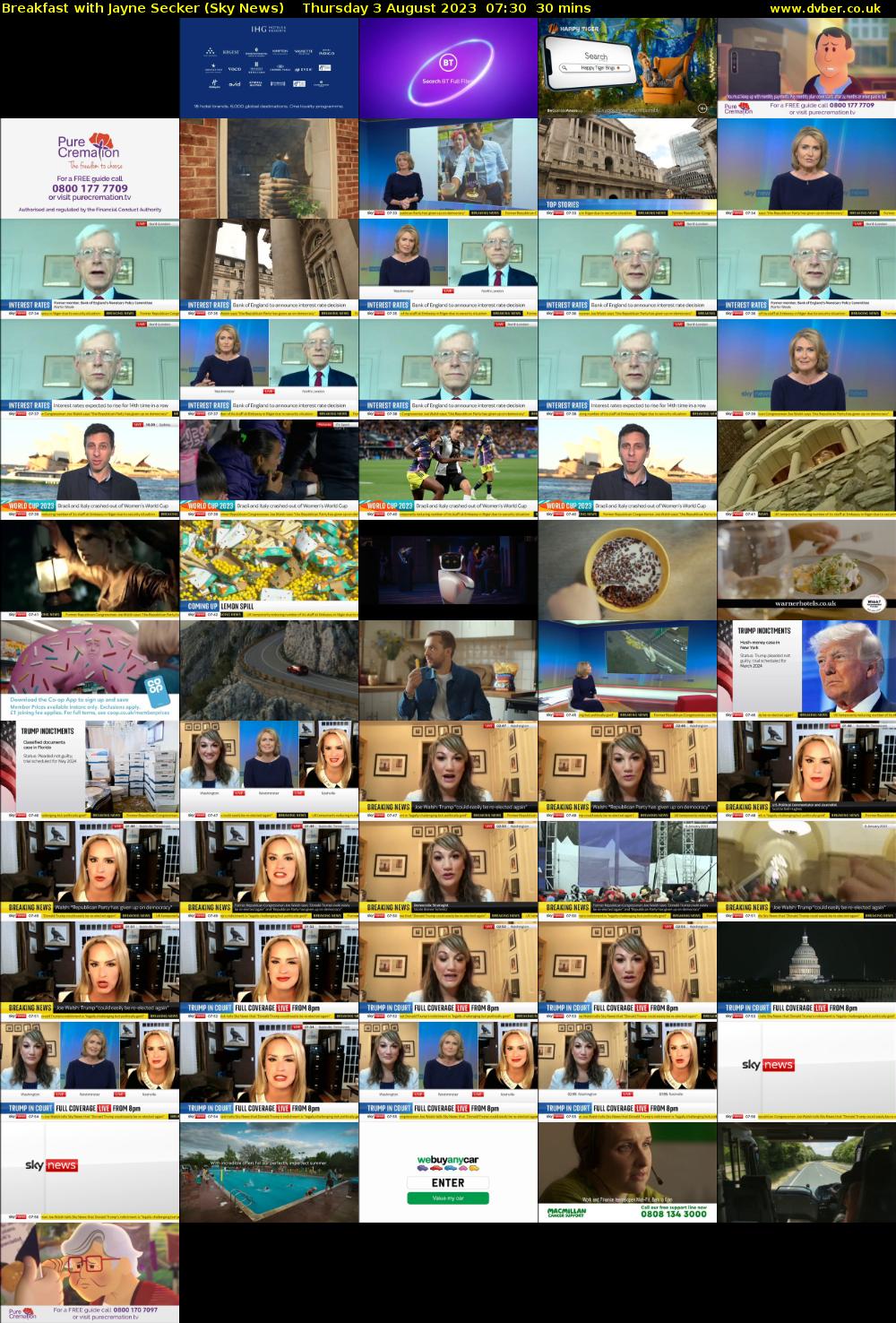 Breakfast with Jayne Secker (Sky News) Thursday 3 August 2023 07:30 - 08:00