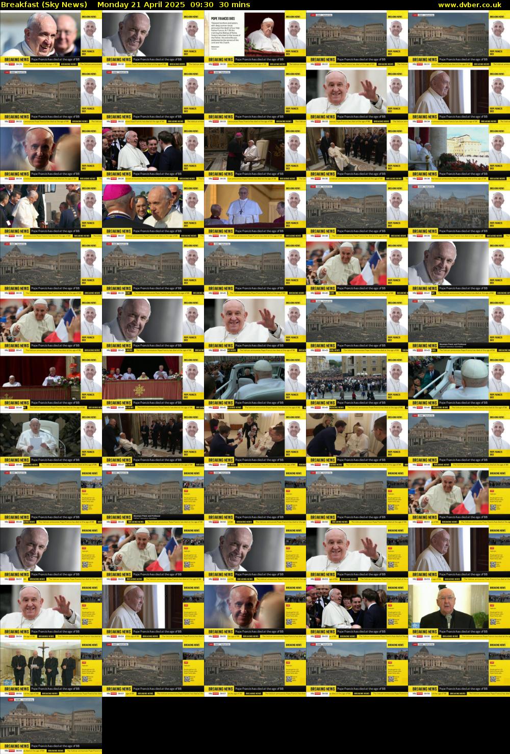Breakfast (Sky News) Monday 21 April 2025 09:30 - 10:00