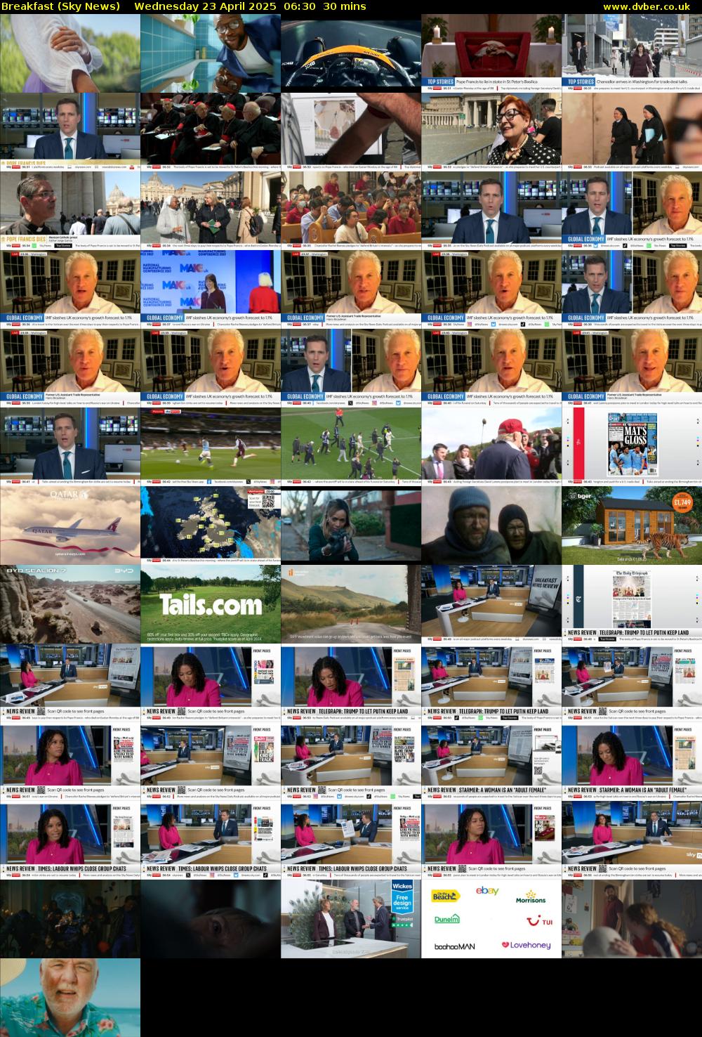 Breakfast (Sky News) Wednesday 23 April 2025 06:30 - 07:00