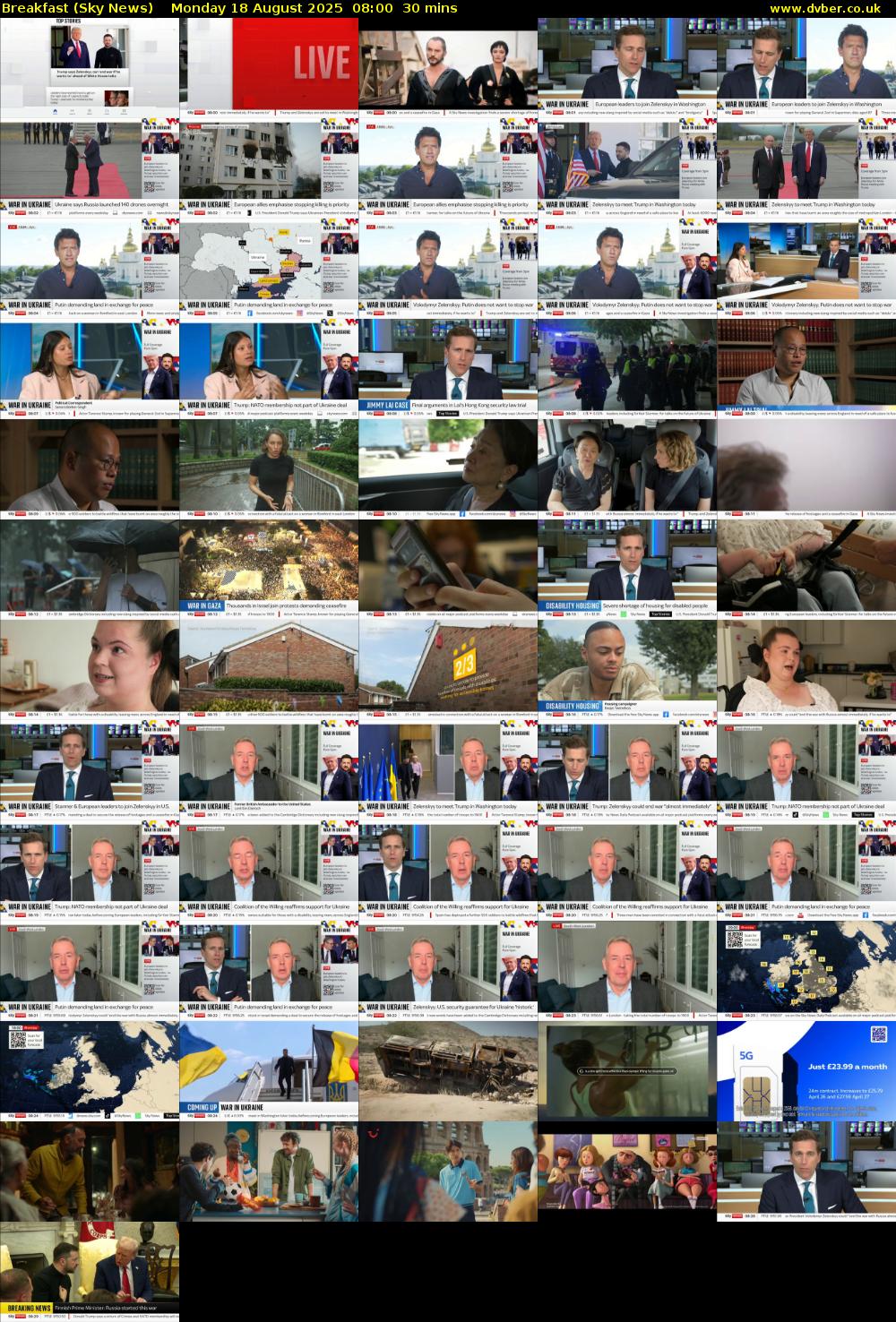Breakfast (Sky News) Monday 18 August 2025 08:00 - 08:30