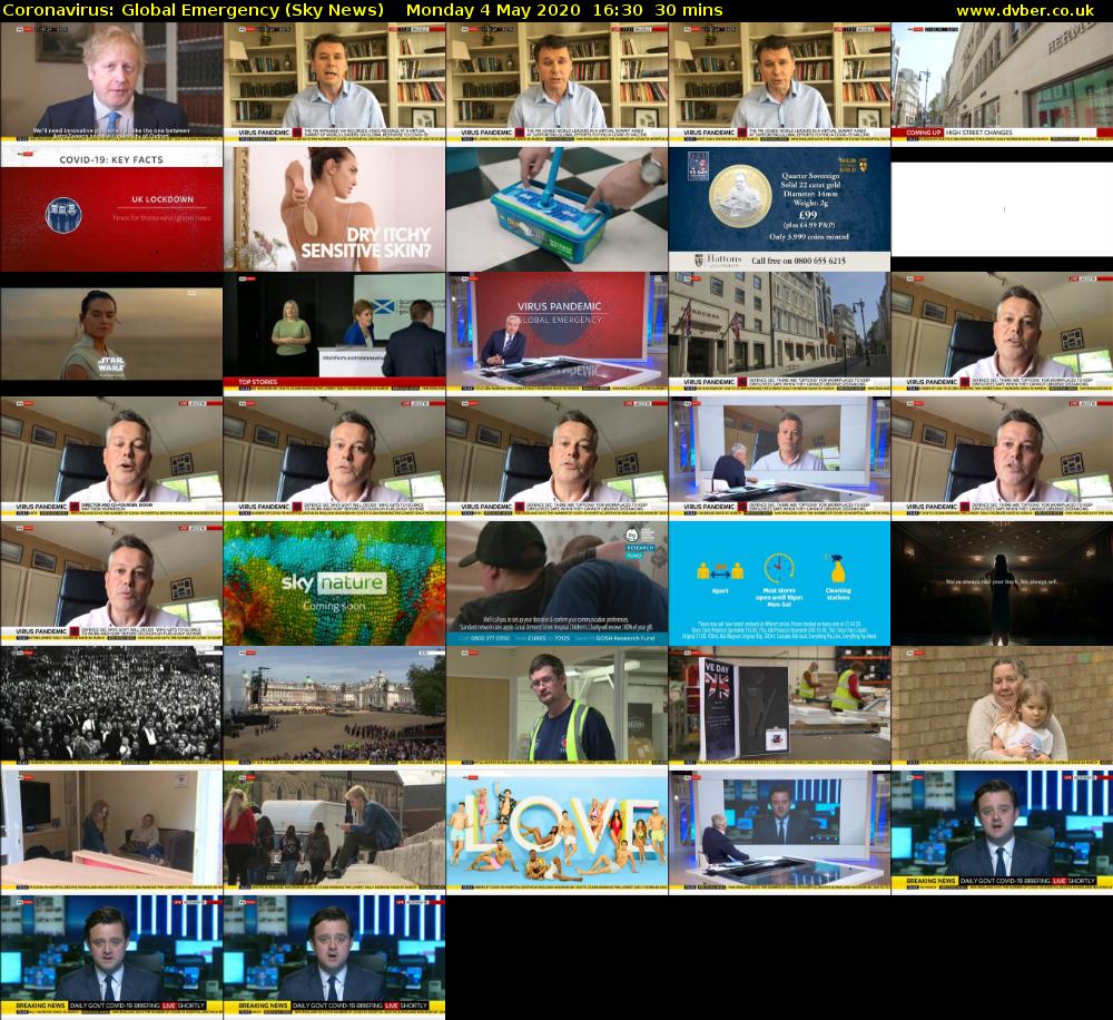 Coronavirus: Global Emergency (Sky News) Monday 4 May 2020 16:30 - 17:00