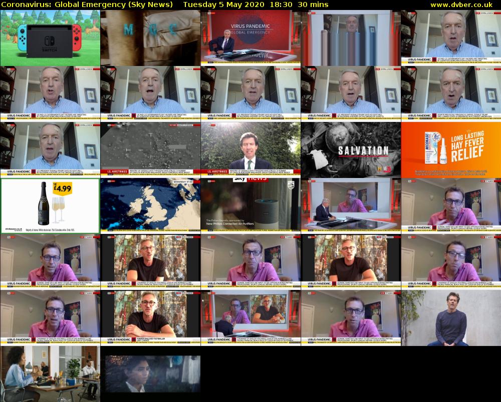 Coronavirus: Global Emergency (Sky News) Tuesday 5 May 2020 18:30 - 19:00