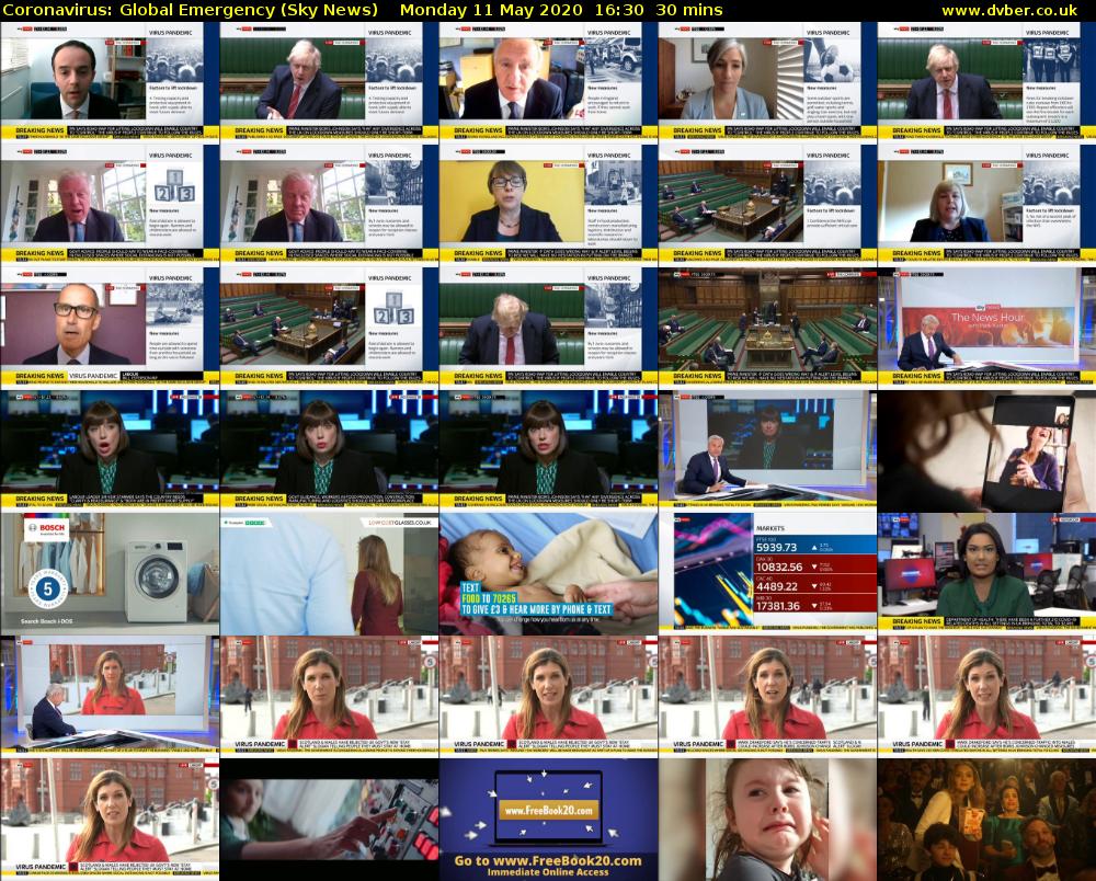 Coronavirus: Global Emergency (Sky News) Monday 11 May 2020 16:30 - 17:00