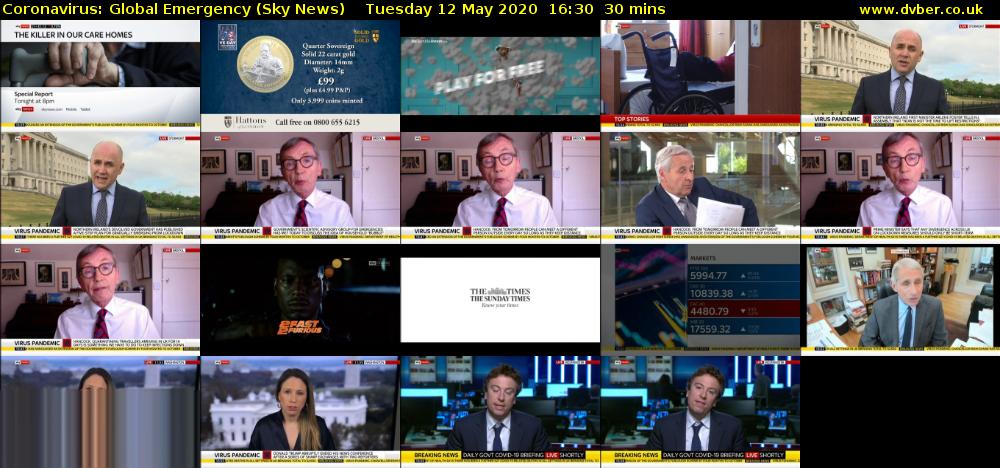 Coronavirus: Global Emergency (Sky News) Tuesday 12 May 2020 16:30 - 17:00