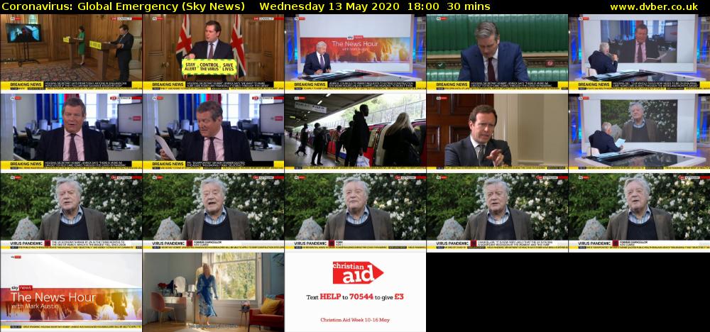 Coronavirus: Global Emergency (Sky News) Wednesday 13 May 2020 18:00 - 18:30