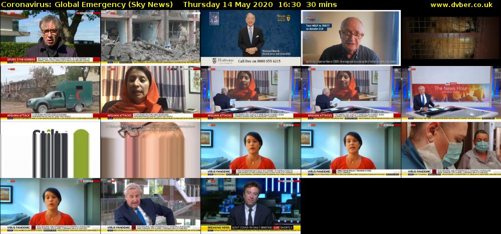 Coronavirus: Global Emergency (Sky News) Thursday 14 May 2020 16:30 - 17:00