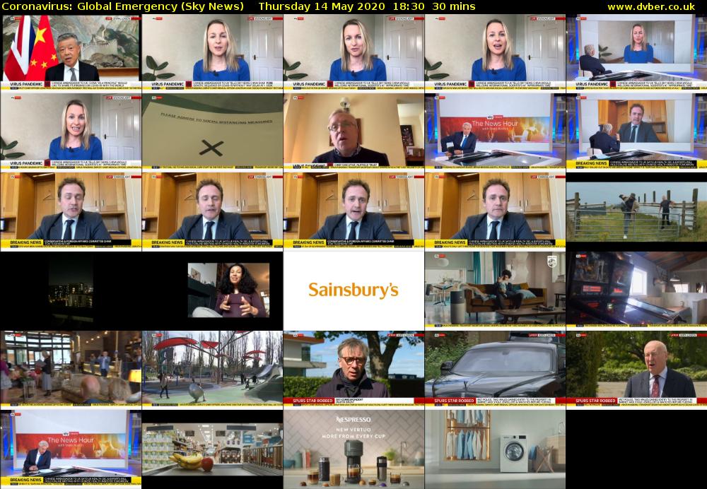 Coronavirus: Global Emergency (Sky News) Thursday 14 May 2020 18:30 - 19:00