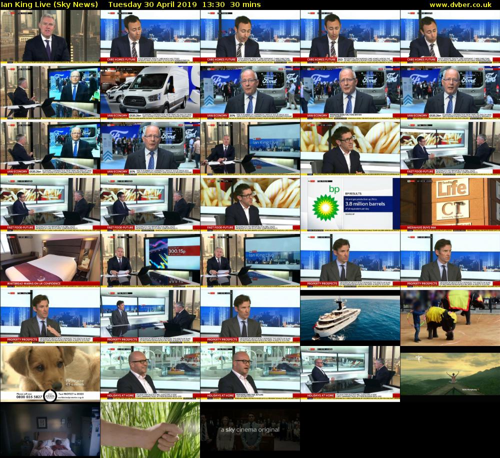 Ian King Live (Sky News) Tuesday 30 April 2019 13:30 - 14:00