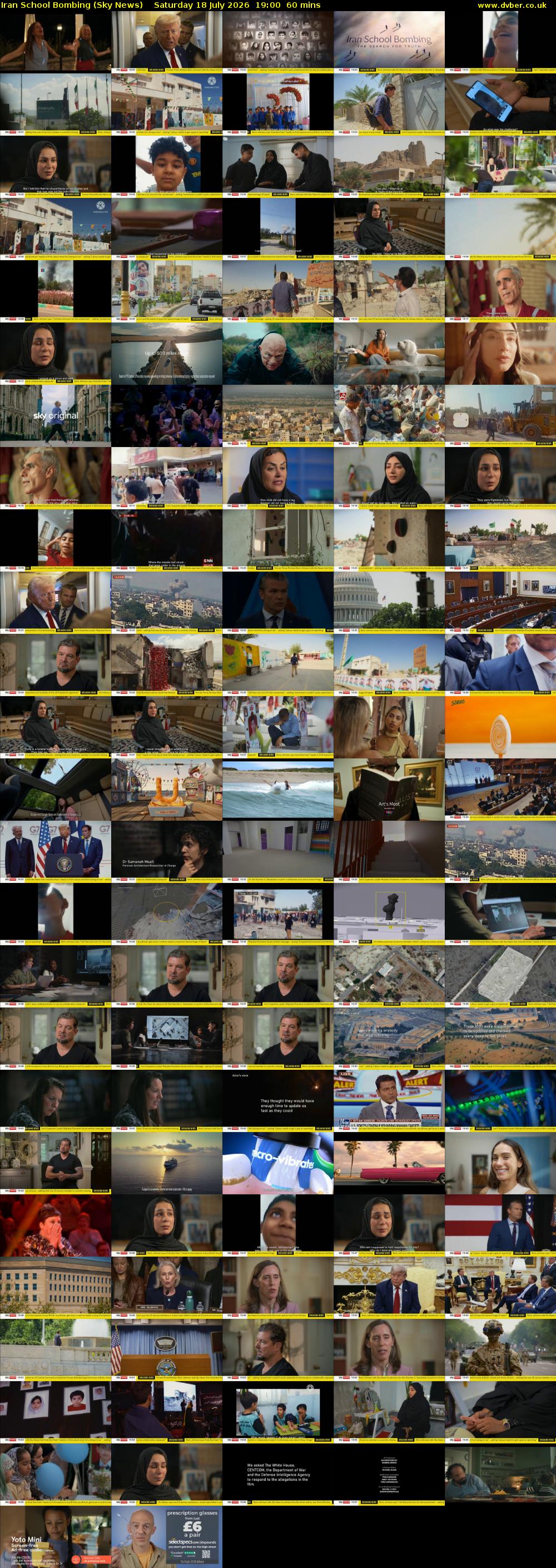 Iran School Bombing (Sky News) Saturday 18 July 2026 19:00 - 20:00