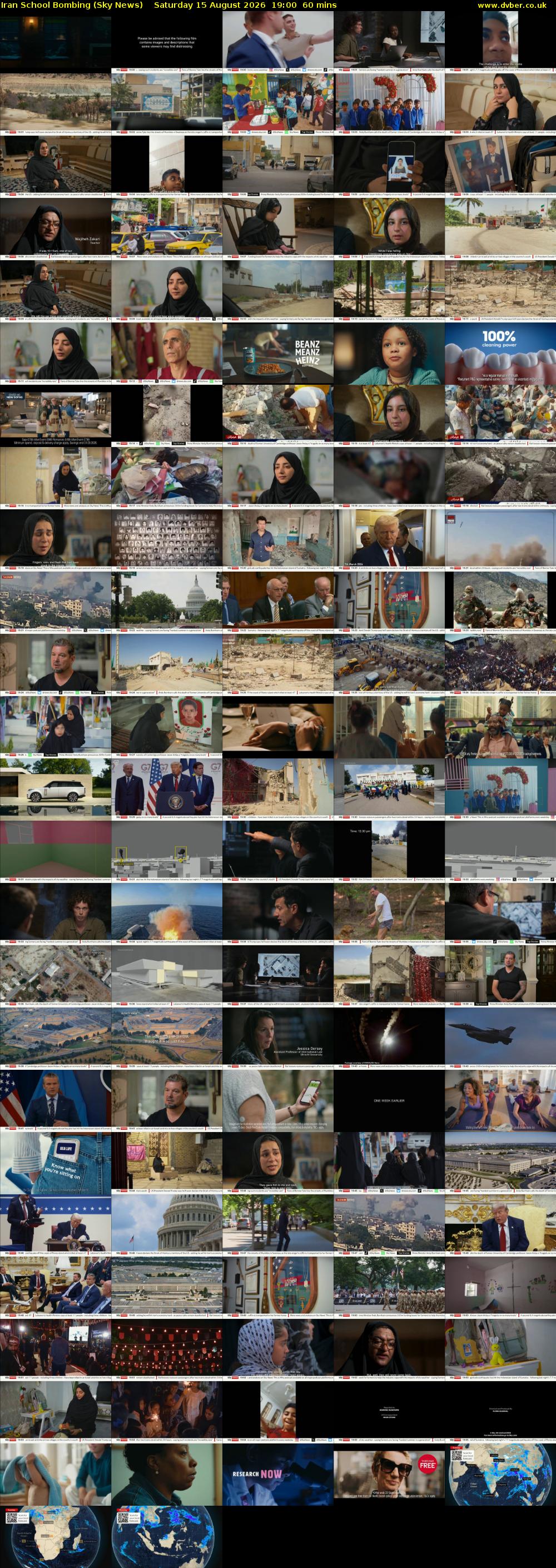 Iran School Bombing (Sky News) Saturday 15 August 2026 19:00 - 20:00