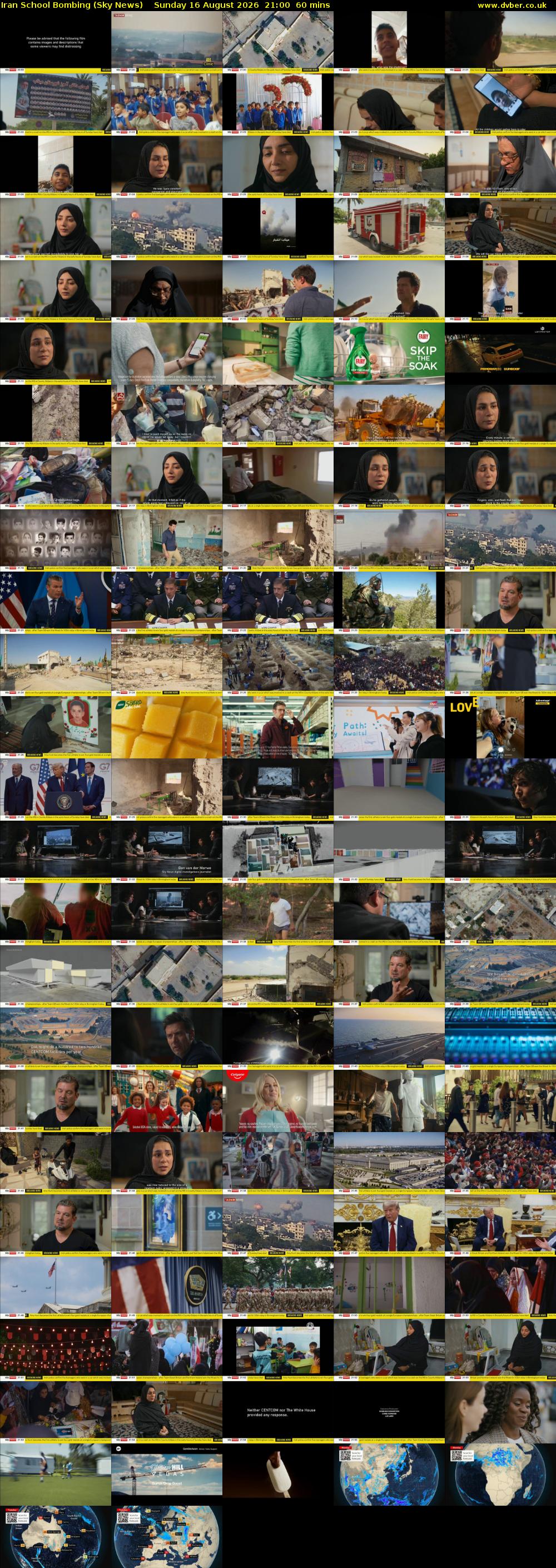 Iran School Bombing (Sky News) Sunday 16 August 2026 21:00 - 22:00