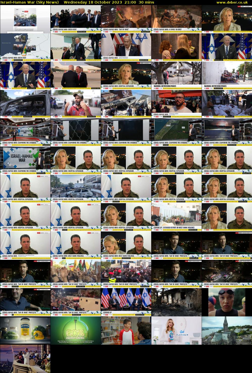 Israel-Hamas War (Sky News) Wednesday 18 October 2023 21:00 - 21:30