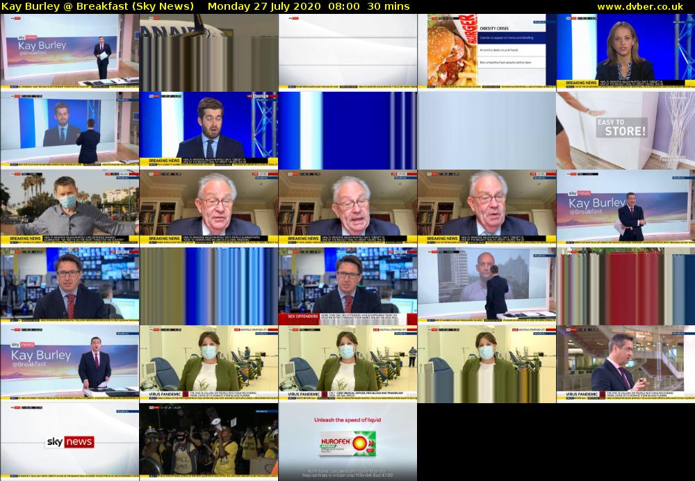 Kay Burley @ Breakfast (Sky News) Monday 27 July 2020 08:00 - 08:30