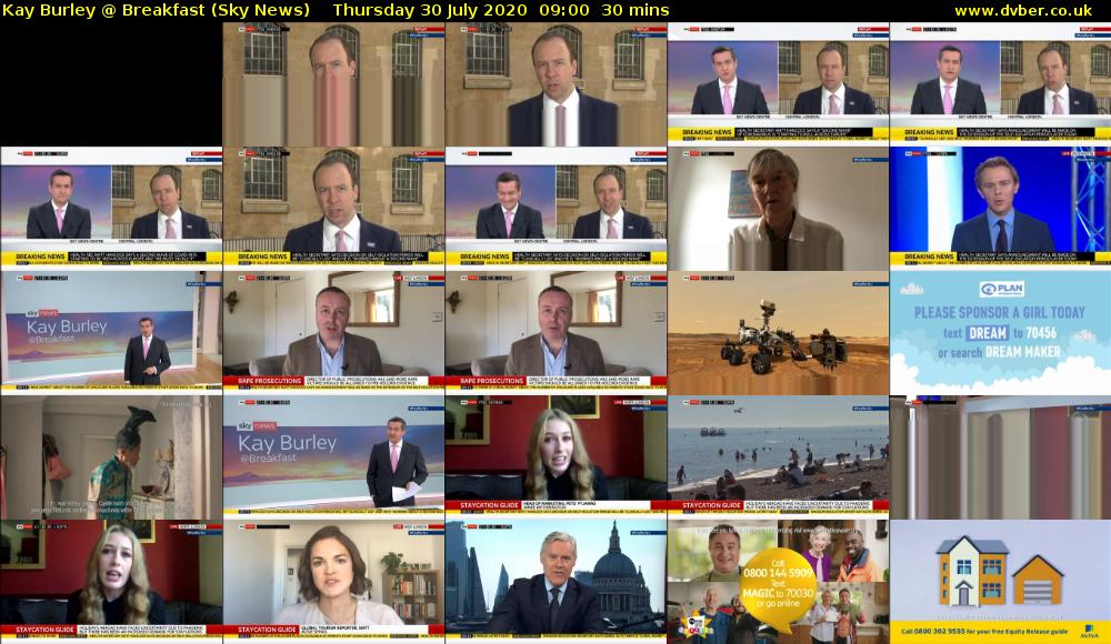 Kay Burley @ Breakfast (Sky News) Thursday 30 July 2020 09:00 - 09:30