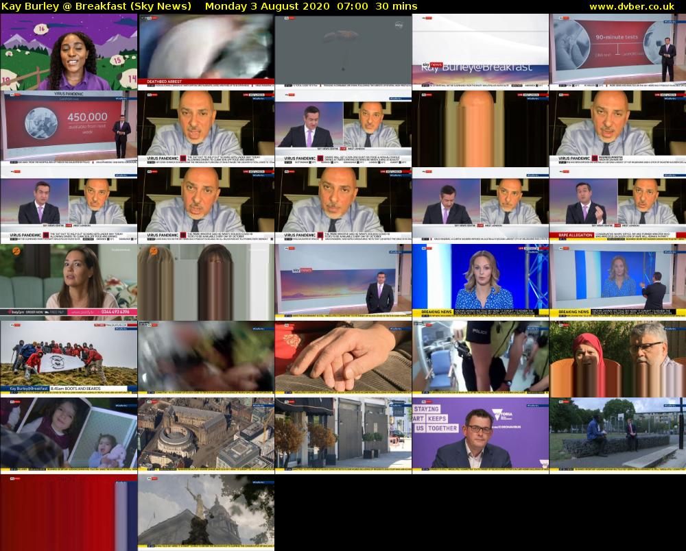 Kay Burley @ Breakfast (Sky News) Monday 3 August 2020 07:00 - 07:30