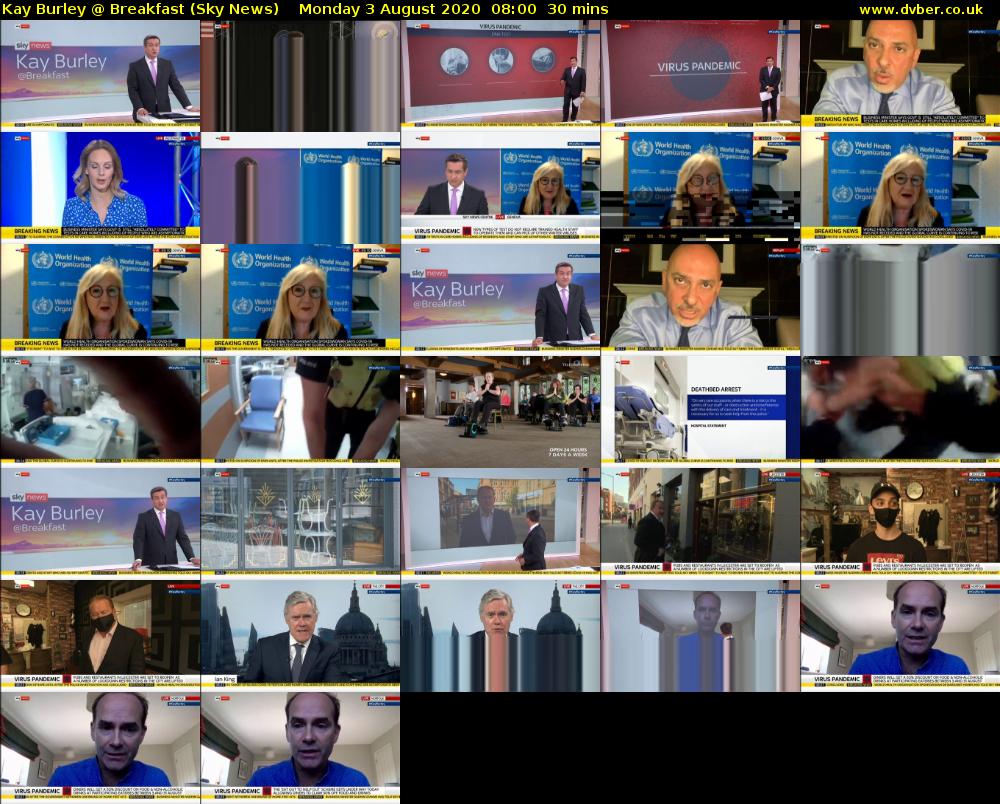 Kay Burley @ Breakfast (Sky News) Monday 3 August 2020 08:00 - 08:30