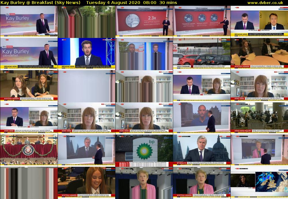 Kay Burley @ Breakfast (Sky News) Tuesday 4 August 2020 08:00 - 08:30