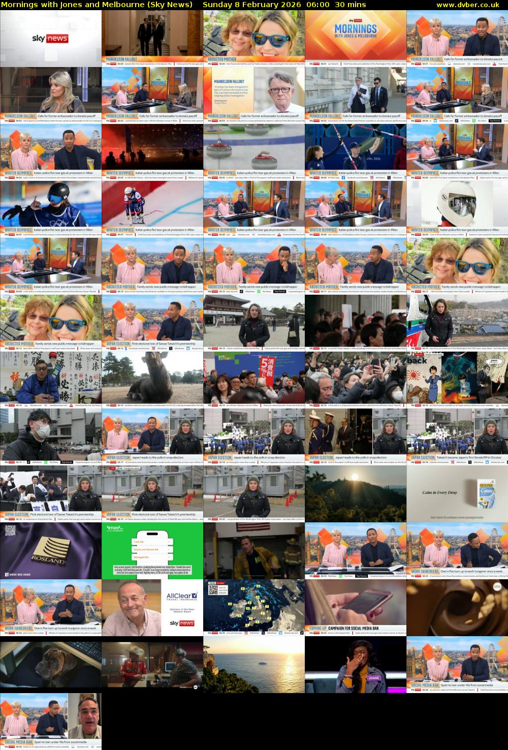 Mornings with Jones and Melbourne (Sky News) Sunday 8 February 2026 06:00 - 06:30