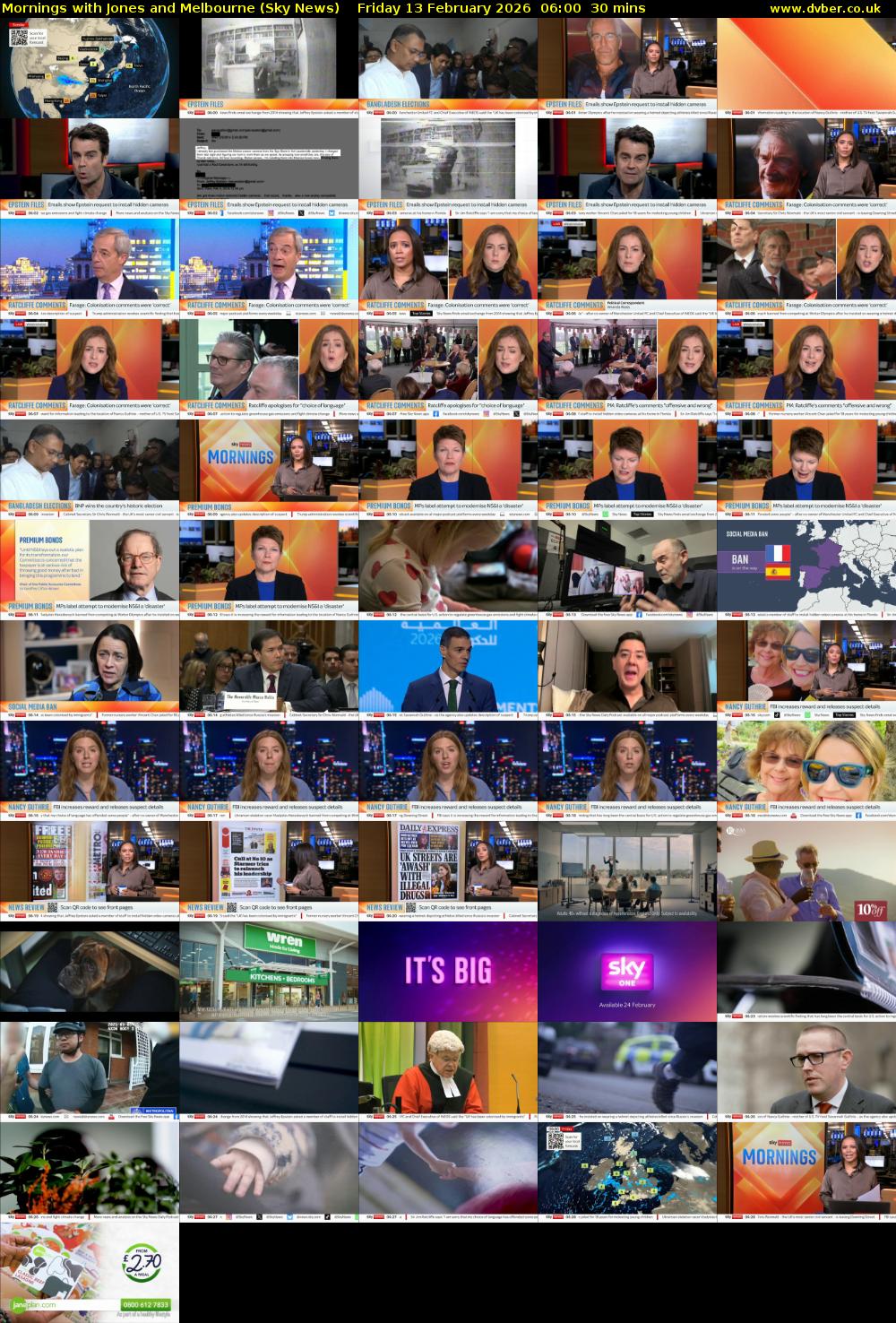 Mornings with Jones and Melbourne (Sky News) Friday 13 February 2026 06:00 - 06:30