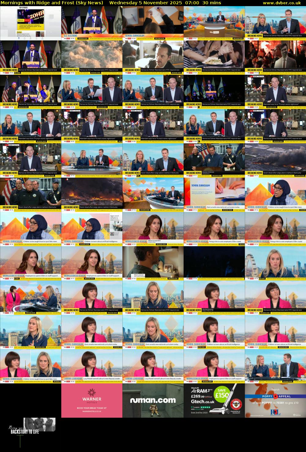 Mornings with Ridge and Frost (Sky News) Wednesday 5 November 2025 07:00 - 07:30