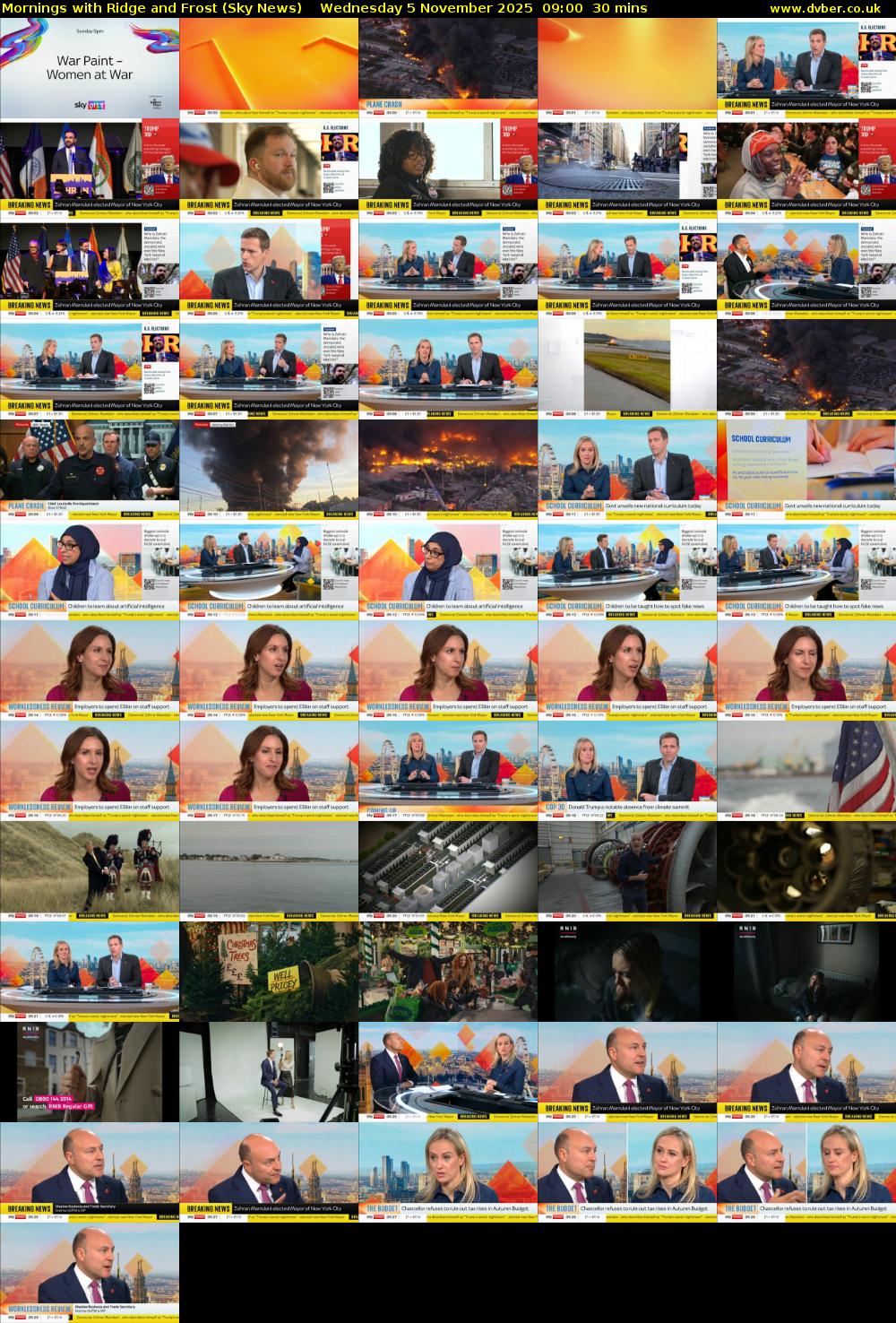 Mornings with Ridge and Frost (Sky News) Wednesday 5 November 2025 09:00 - 09:30