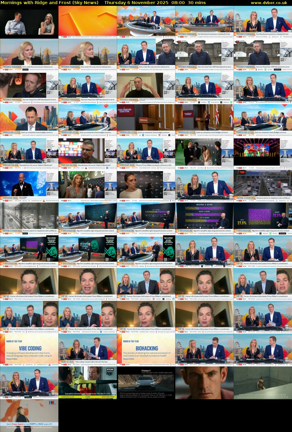 Mornings with Ridge and Frost (Sky News) Thursday 6 November 2025 08:00 - 08:30